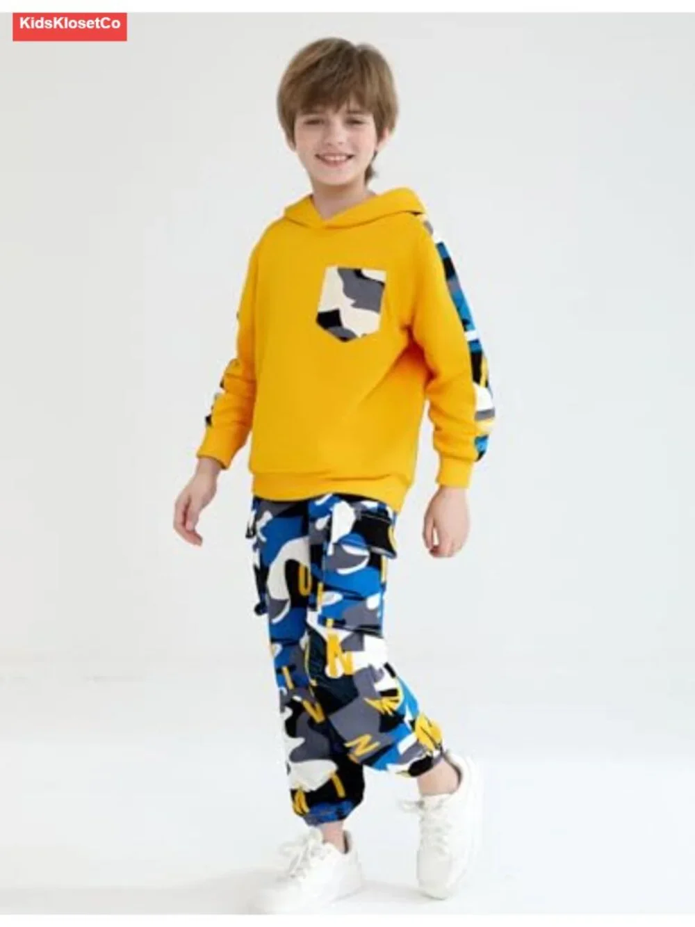 Boys Long Sleeve Hoodie & Cargo Pants 2-Piece Outfit Set